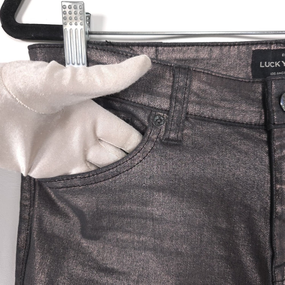 LUCKY BRAND Women's Jeans Ava Skinny Metallic 8‎ Gray Stretch Mid Rise - Picture 11 of 13